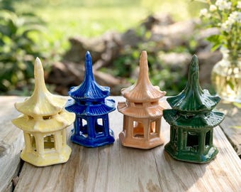 Miniatura de Pavilhão para Jardim de Fadas – Estatueta de Jardim Encantado em Resina, Decoração para Terrário, Mini Estátua de Pagode, Miniatura para Jardim Zen