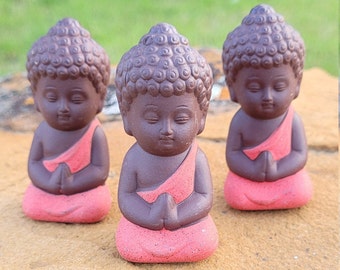 Mini Ceramic Buddha Statues: Zen Mindfulness Decor, Yoga Gift (3PCS)