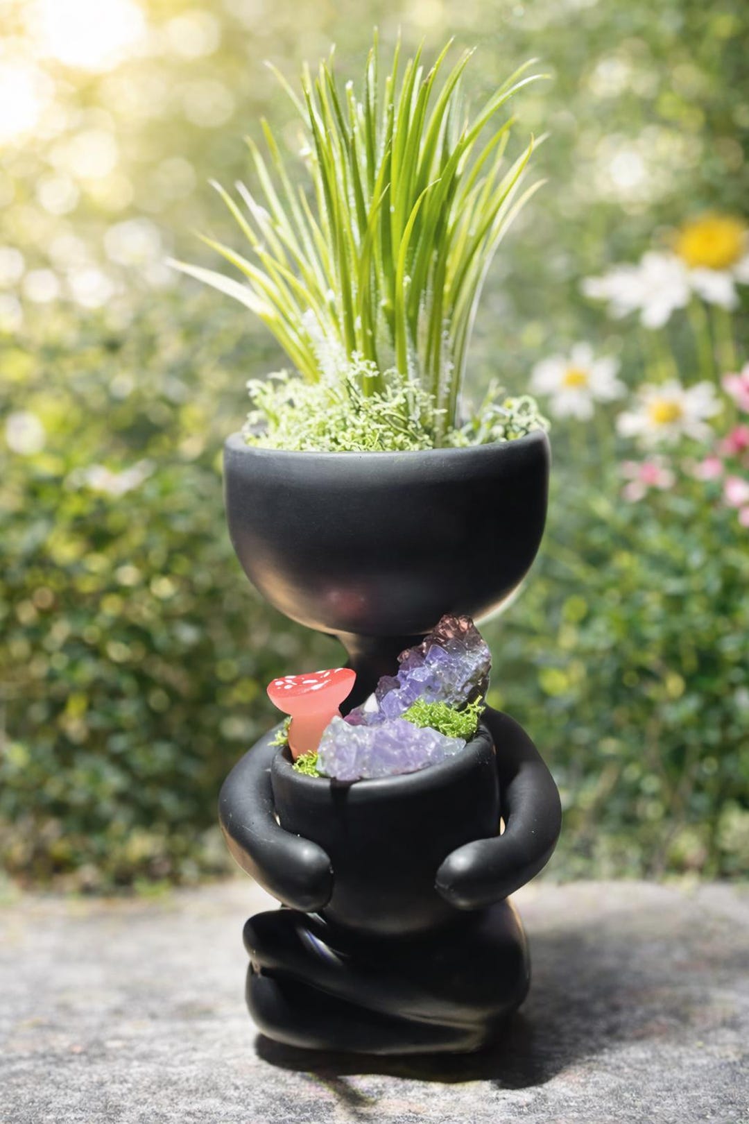 Vaso Fiori A Forma Di Teschio IBWell - Fioriera In Resina Moderna E Divertente, Decorazione Scrivania O Casa, Stile Bohémien, 19x14x5cm - 3