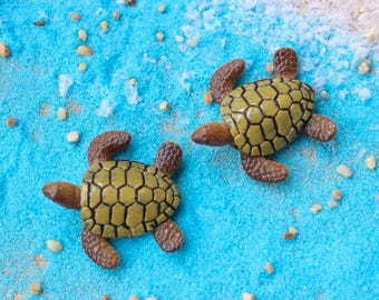 Set zeeschildpadden van hars: miniatuur oceaandier voor aquarium, terrarium