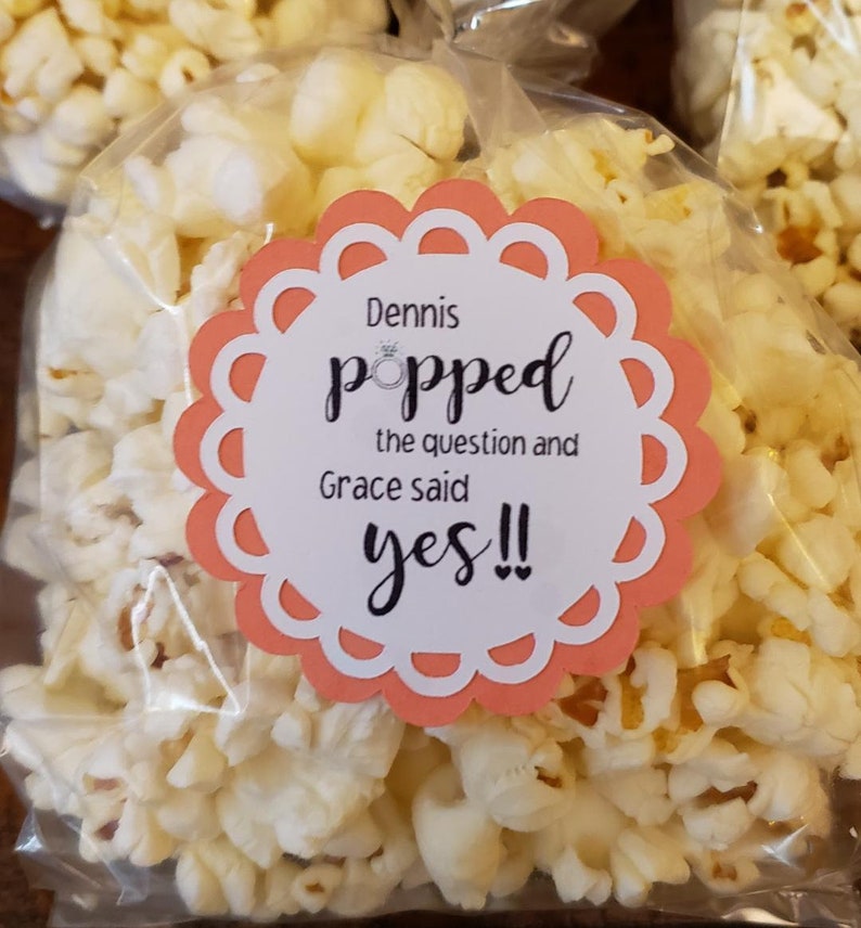 Set of 10 Custom Made Popcorn tags for Engagement Party or Etsy