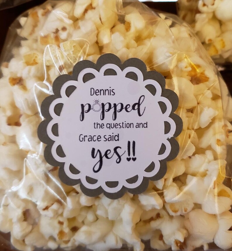 Set of 10 Custom Made Popcorn Tags for Engagement Party or Etsy