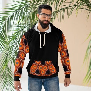 Orange & Schwarz Print Unisex Pullover Hoodie