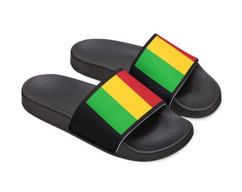 Flag of Mali Slide Sandals | Removable Strap | Summer Beach Footwear | AES