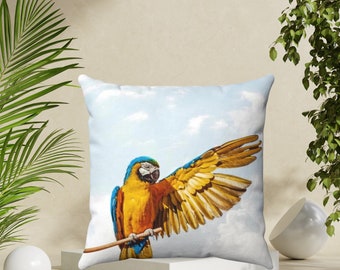 Parrot Blue Sky Clouds Print Pillow: Indoor Cushion