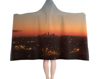 Cityscape Hooded Blanket: Wearable Fleece Sweatshirt, Adventure Throw