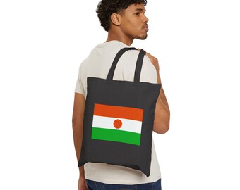 Niger Flag Stripe Tote Bag | Niger Africa Rising Up cotton canvas tote