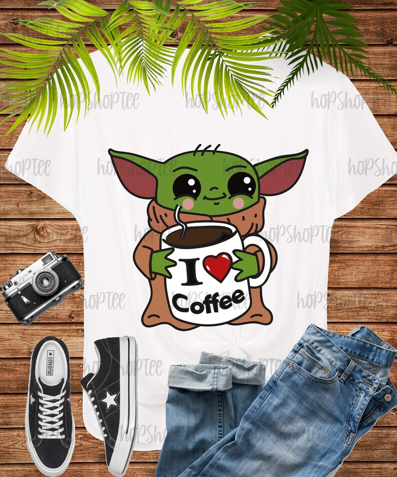 Download Baby Yoda SVG and PNG Design/Baby Yoda I love Coffee/Png ...