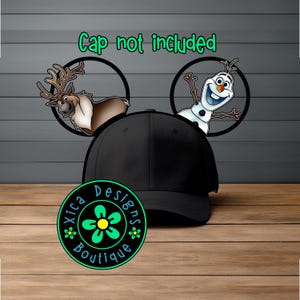 Frozen Sven and Olaf 3D Printed Mickey Ears, Mouse Ears Baseball Cap Attachment
