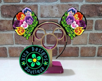 Bandeau oreilles de Mickey fleurs parlantes imprimées en 3D, oreilles de souris Alice au pays des merveilles