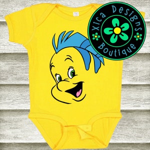 Flounder Face Shirt, Little Mermaid Flounder Face Shirt, Disney Costume Shirt, Disney Halloween Shirt, Infant Bodysuit, Direct To Garment