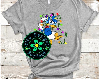 Donald Duck Christmas Lights Shirt - Family Matching DTG Tee