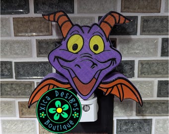Figment 3D Night Light, Disney Epcot Purple Dragon LED Lamp, Magical Home Decor, Perfect Gift for Disney Fans, Nursery & Kids Room Light