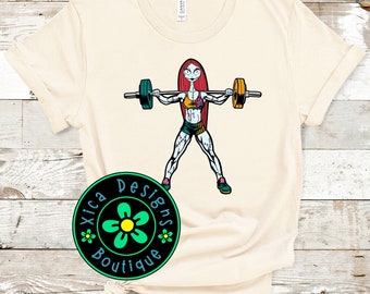 T-shirt d'entraînement Sally, Princesse avec haltères, L'Étrange Noël de l'Étrange Noël