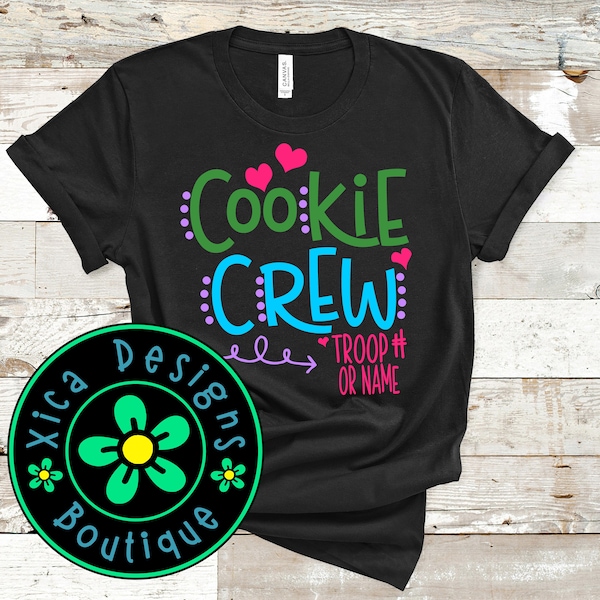 Cookie Crew DTG Shirt, Girl Scout Cookies Shirt, DTG Cookie Seller Shirt, Troop Number Shirt, Troop Shirt, Cookies Shirt, Direct To Garment