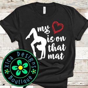 Gymnastics Mom Shirt: Heart On That Mat, Trendy Bella Canvas Tee