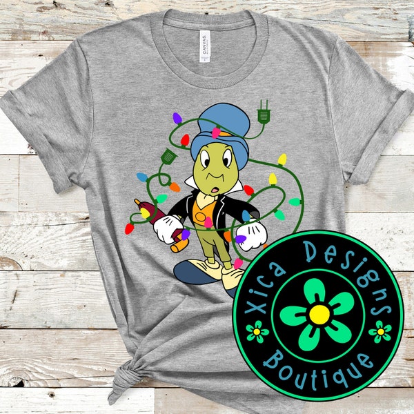 Jiminy Cricket Christmas Lights Shirt - Pinocchio Holiday Tee