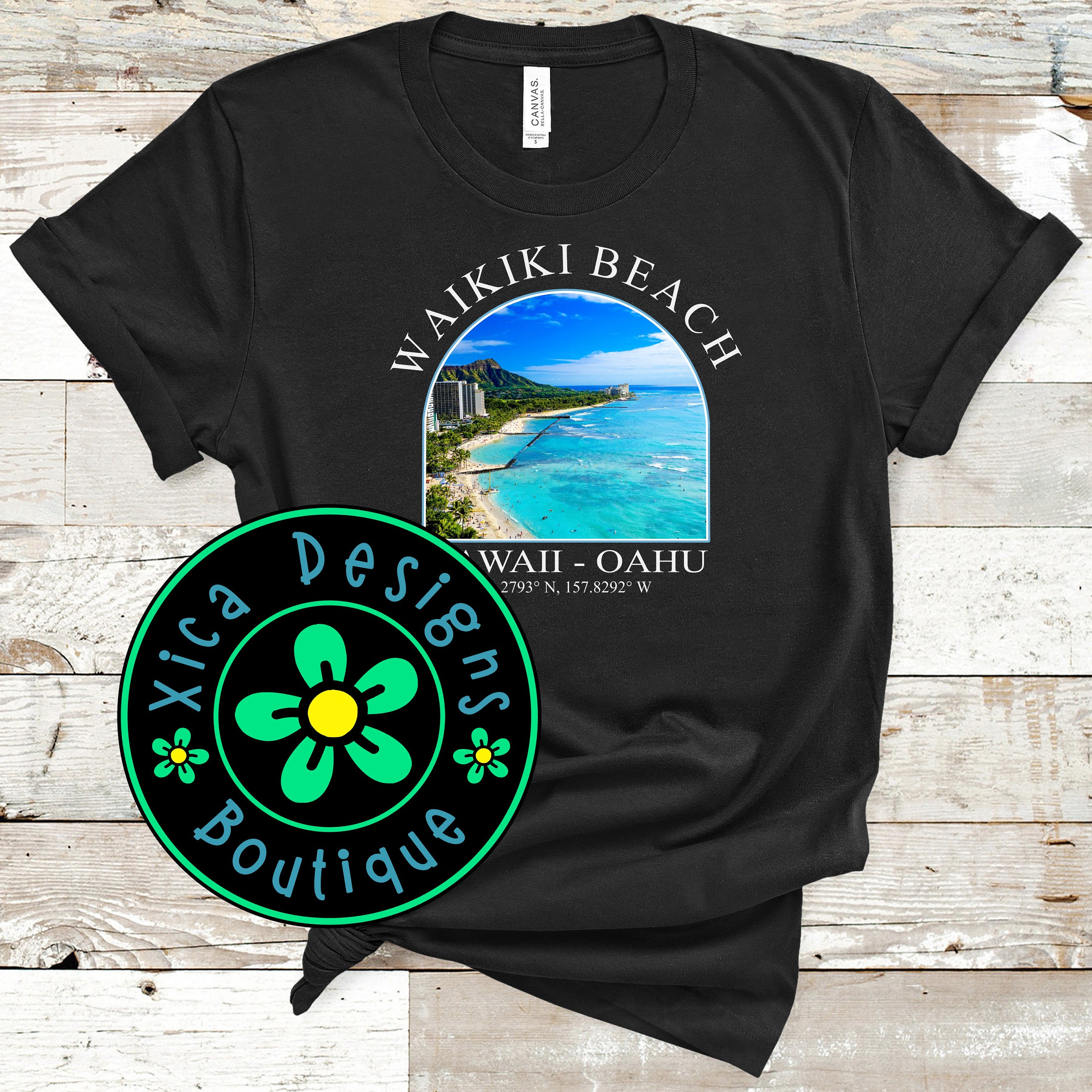 Waikiki Beach T-shirt: Hawaii Oahu Coordinates Vacation Shirt - Etsy