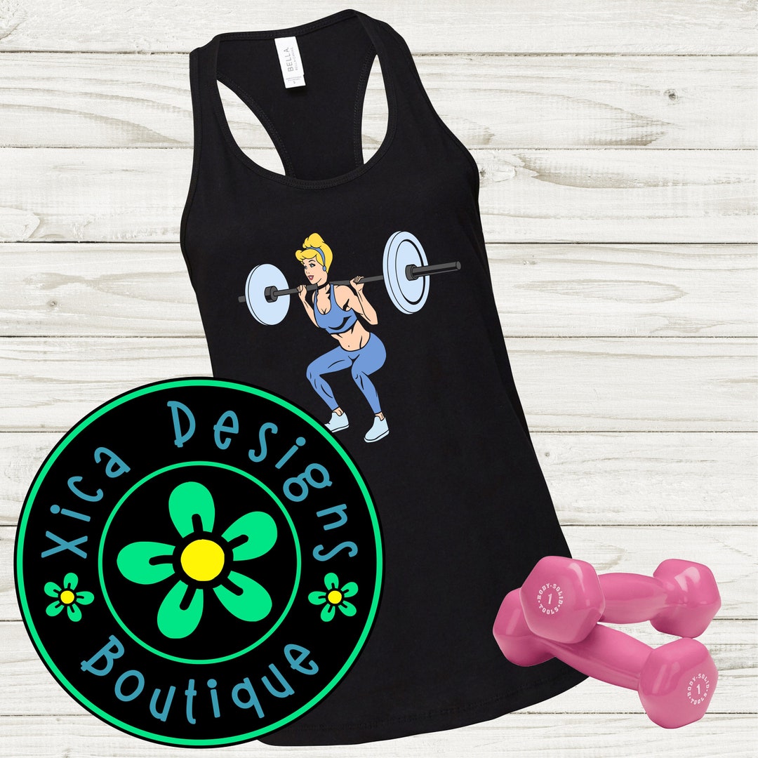 Squats Cinderella With Barbell, Disney Workout Tank, Disney Princess