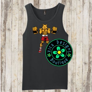 Workout Winnie the Pooh Tank, Winnie Pooh Tank Top, Working Out Shirt, Weightlifting Tank, Fitness Tank Top, Gym Tank Top, Direct To Garment
