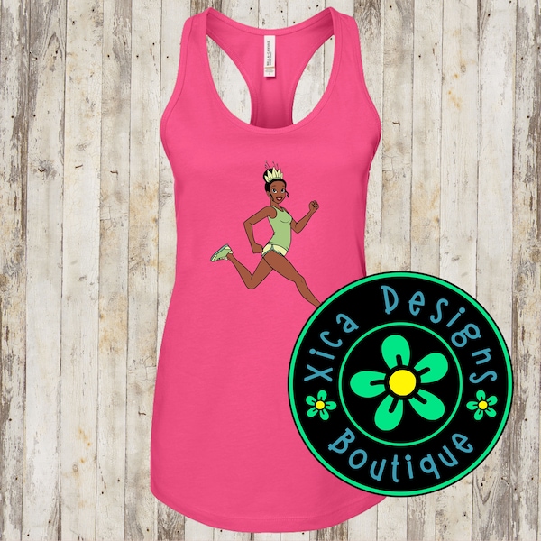 Running Tiana Racerback, Tiana Running Tank, DTG Princess Half Marathon Shirt, Fitness Shirt, Gym Shirt, Workout Shirt, Direct To Garment