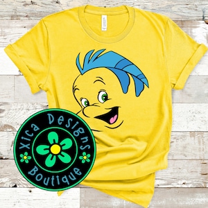 Flounder Face Shirt: Little Mermaid Halloween Costume Tee
