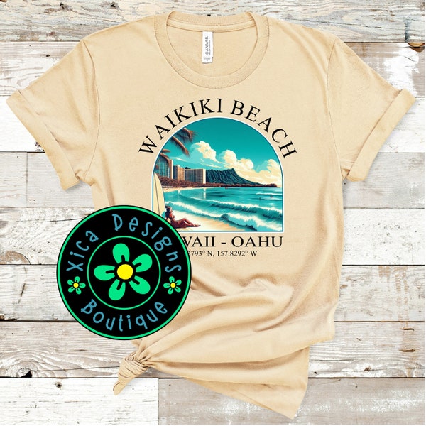 Waikiki Hawaii Shirt, Waikiki Beach Shirt, Hawaii Oahu Shirt, Beach Vacation Shirt, Waikiki Beach Coordinates Shirt, Beach Direct To Garment