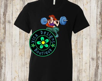 Squats Ariel Youth Shirt: Little Mermaid Gym Workout Shirt