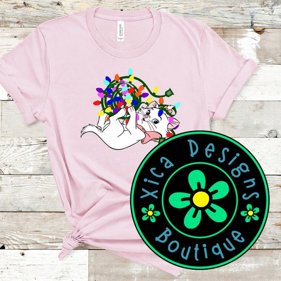 Marie Aristocats Christmas Lights Shirt - DTG Printed Tee