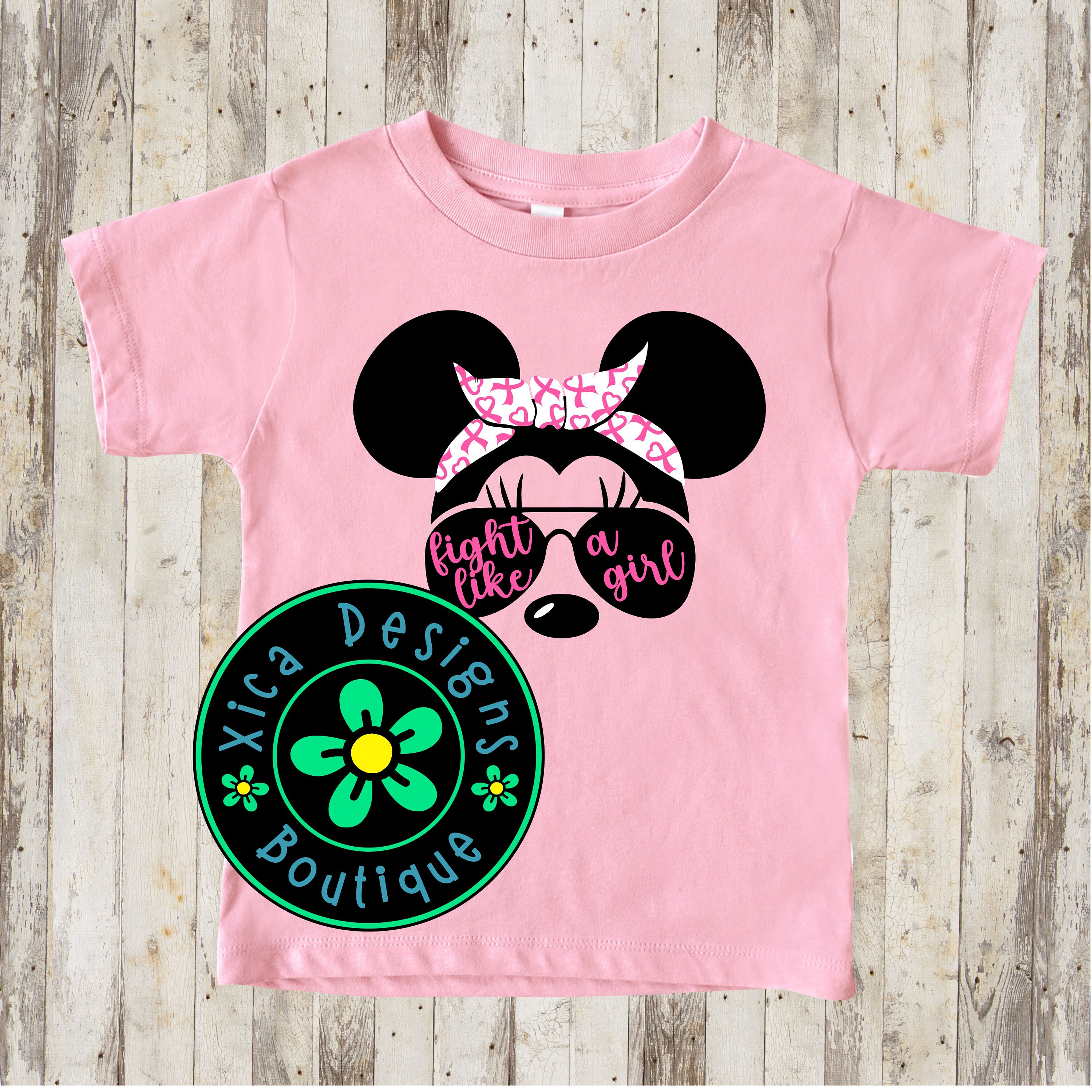 Minnie Mouse Toddler Shirt, Minnie Bandana Shirt, Breast Cancer Fight Shirt, Minnie Breast Cancer Awareness Shirt, Direct To Garment