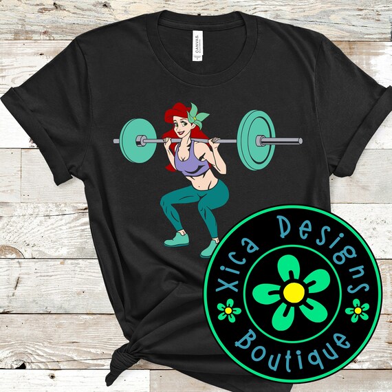 Squats Ariel T Shirt Disney The Little Mermaid Fitness Gym Etsy