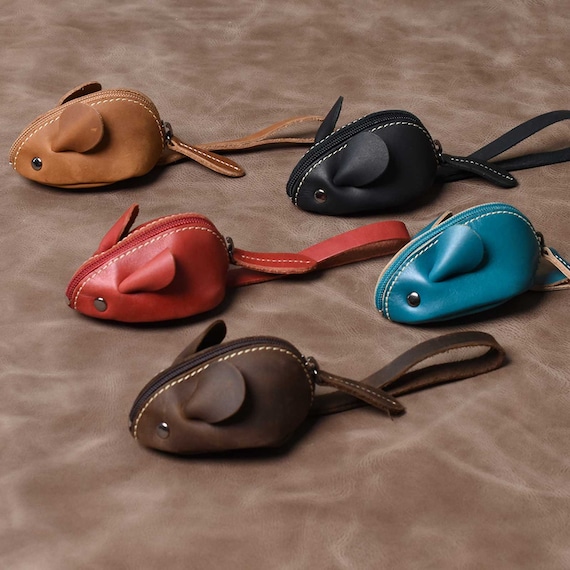 Leather mouse coin purse sale
