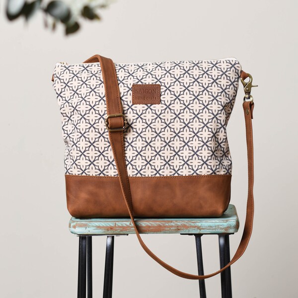 Canvas Leather Bag Etsy