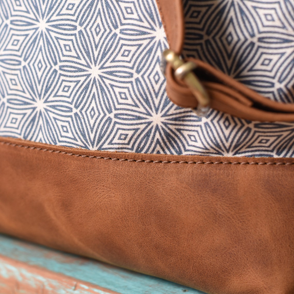 Real Leather Canvas Bag Crossbody Purse Canvas Bag Geometric Etsy