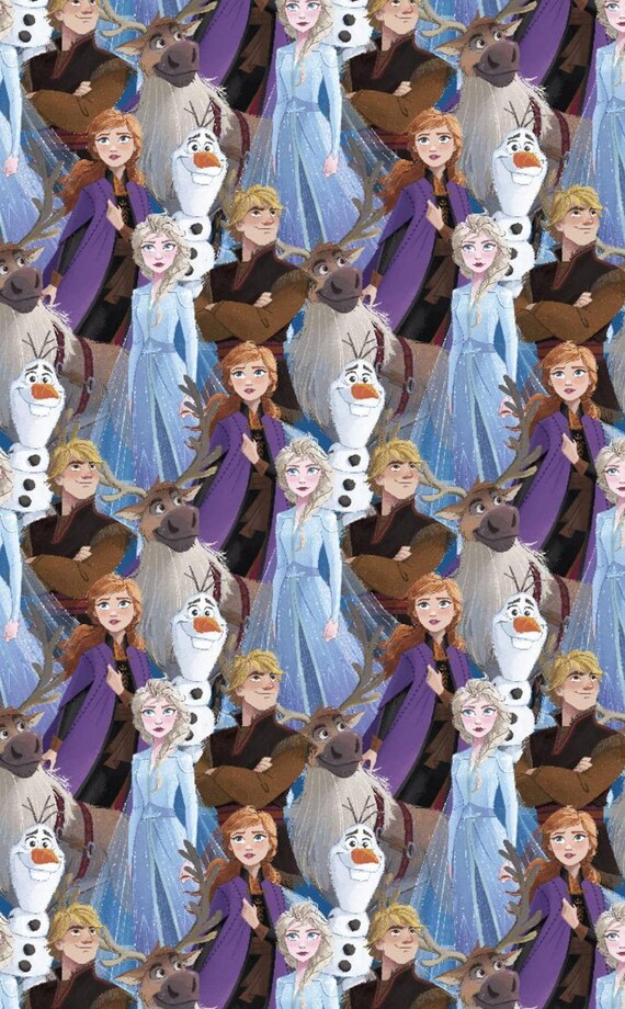 Frozen 2 Anna Elsa and Gang Fabric | Etsy