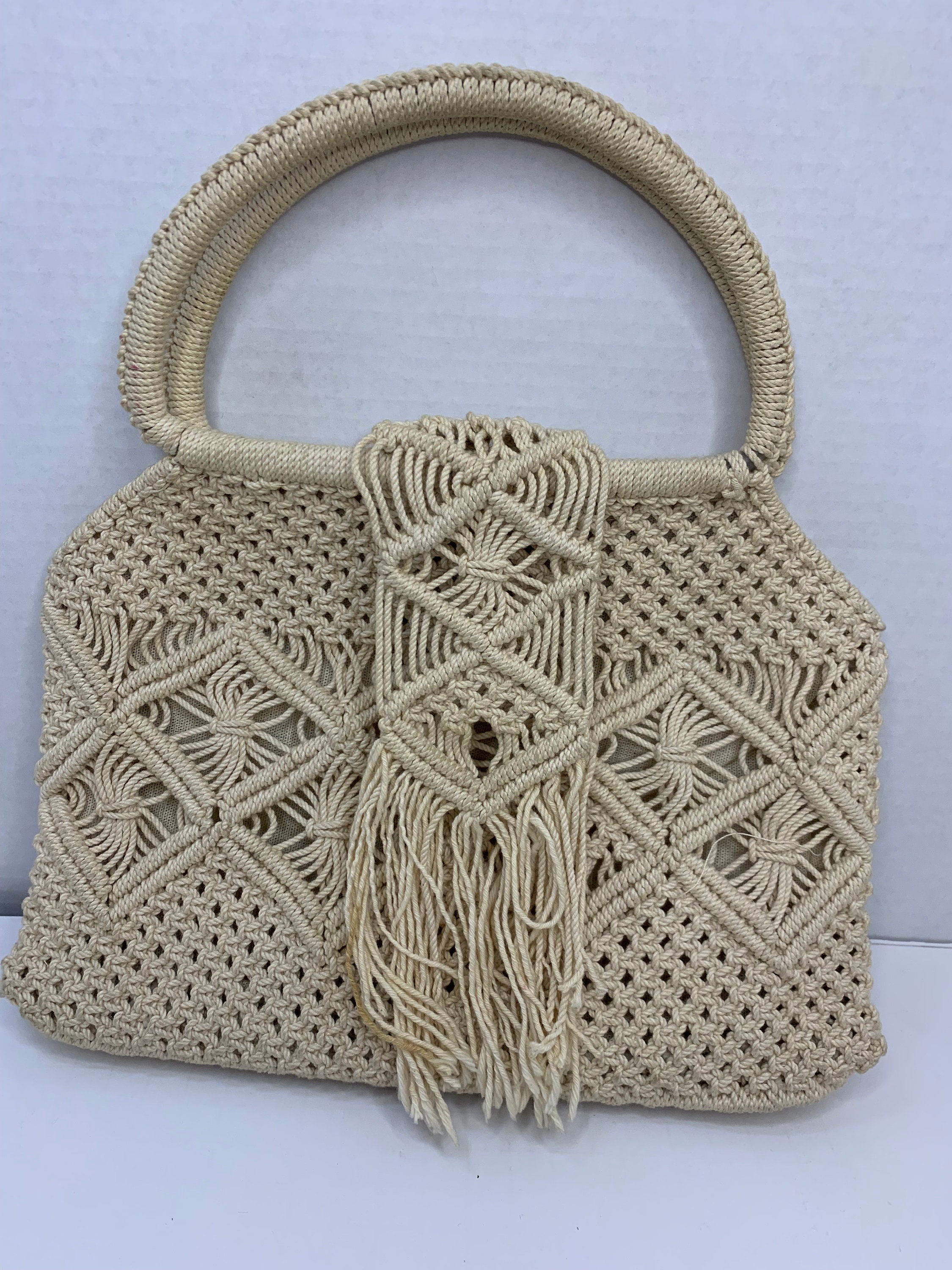 Women Beach Woven Straw Shoulder Messenger Bag with Tassel Boho Hollow Out  Crochet Crossbody Handbag Macrame Purse