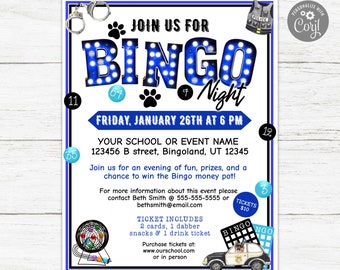 Bingo Night Flyer, Bingo Fundraiser Flyer, Bingo Invitation, Police Flyer, School Bingo Flyer, Police Bingo, Fundraiser Flyer