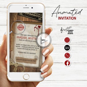 Murder Mystery Party, animierte Murder Mystery Einladung, Murder Mystery Invite, animierte Halloween-Einladung, Murder Mystery Dinner
