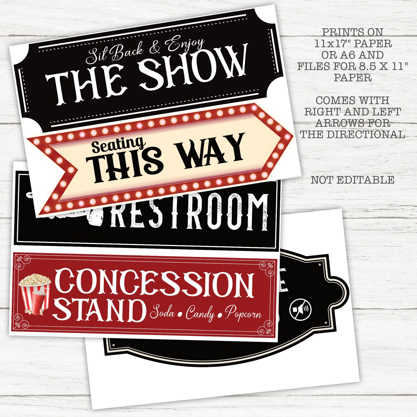 Movie Night Directional Sign Printable (digital Download) - Etsy