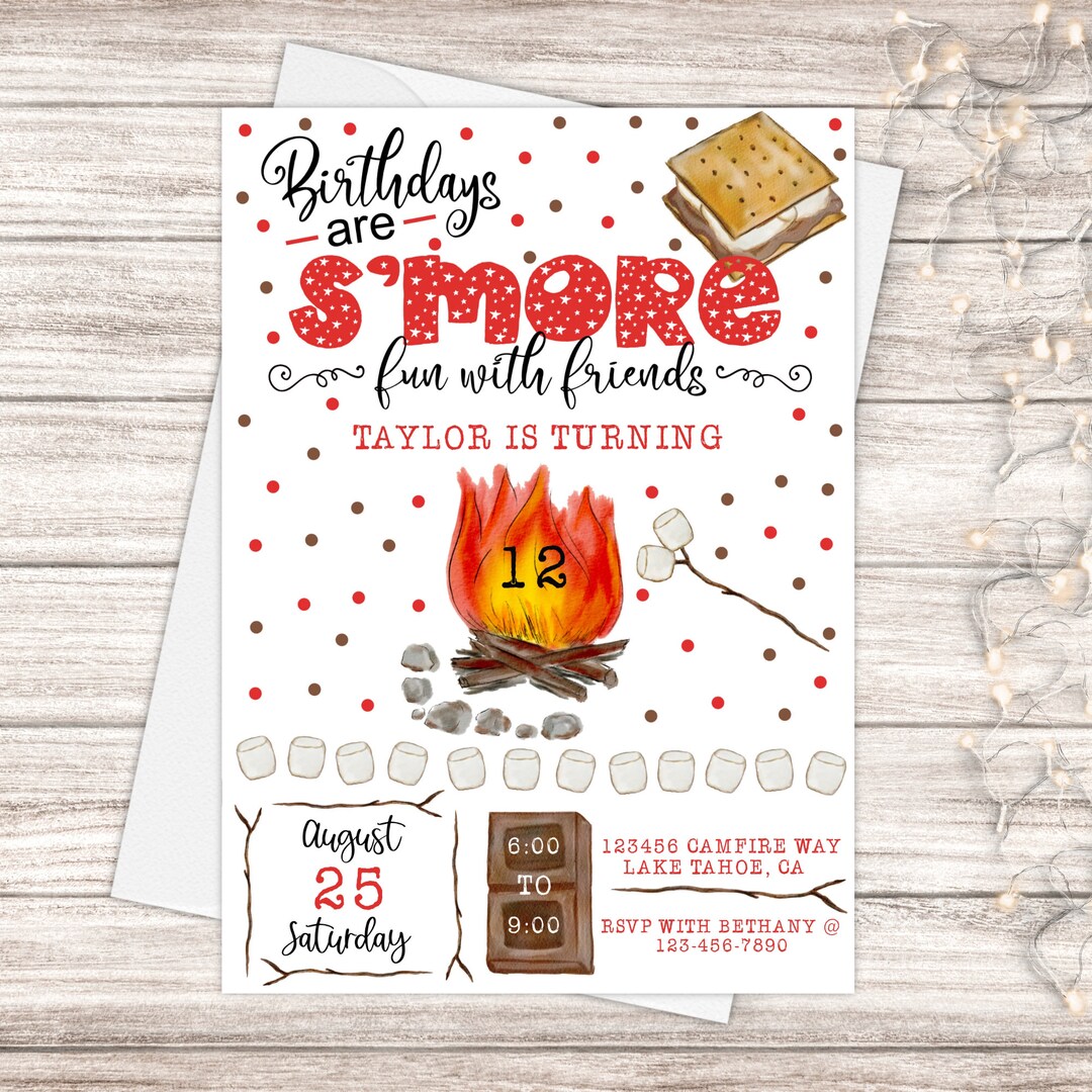 Smore's Birthday Invitation, Birthdays Are Smore Fun With Friends ...