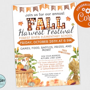 Fall Festival Flyer Template, Harvest Festival Flyer, Fall Harvest Festival Invitation, Church Fall Festival, Fall Fest Flyer, School Flyer