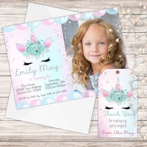 Unicorn Birthday Invitation, Unicorn Invitation, Editable Invitation, Magical Birthday Invitation, Unicorn Invitation With Picture, BI009