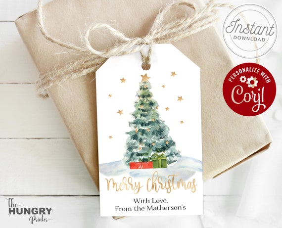 Printable Christmas Tags Christmas Tree Tags Editable | Etsy