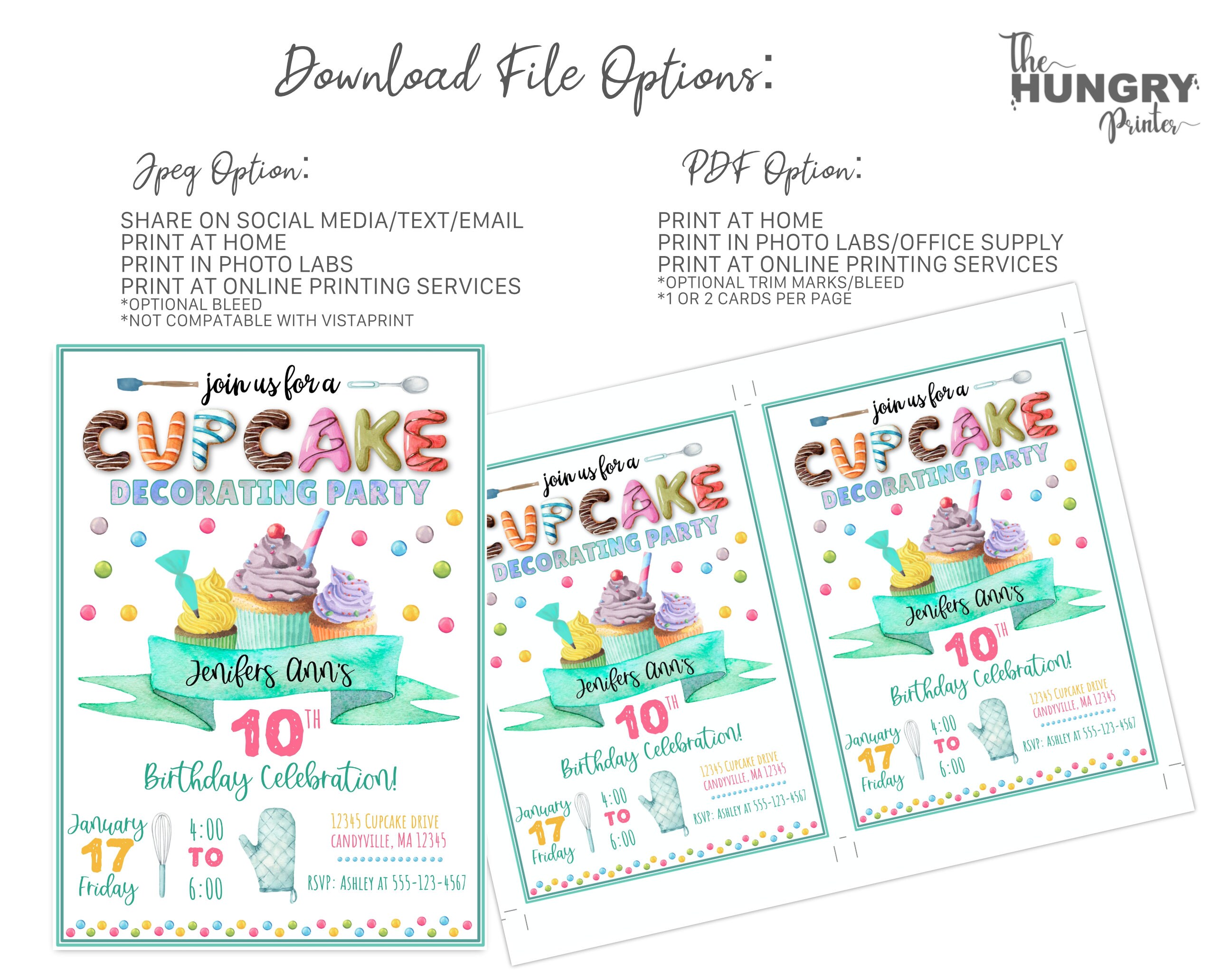 Cupcake Decorating Invitation Cupcake Birthday Invitation - Etsy España