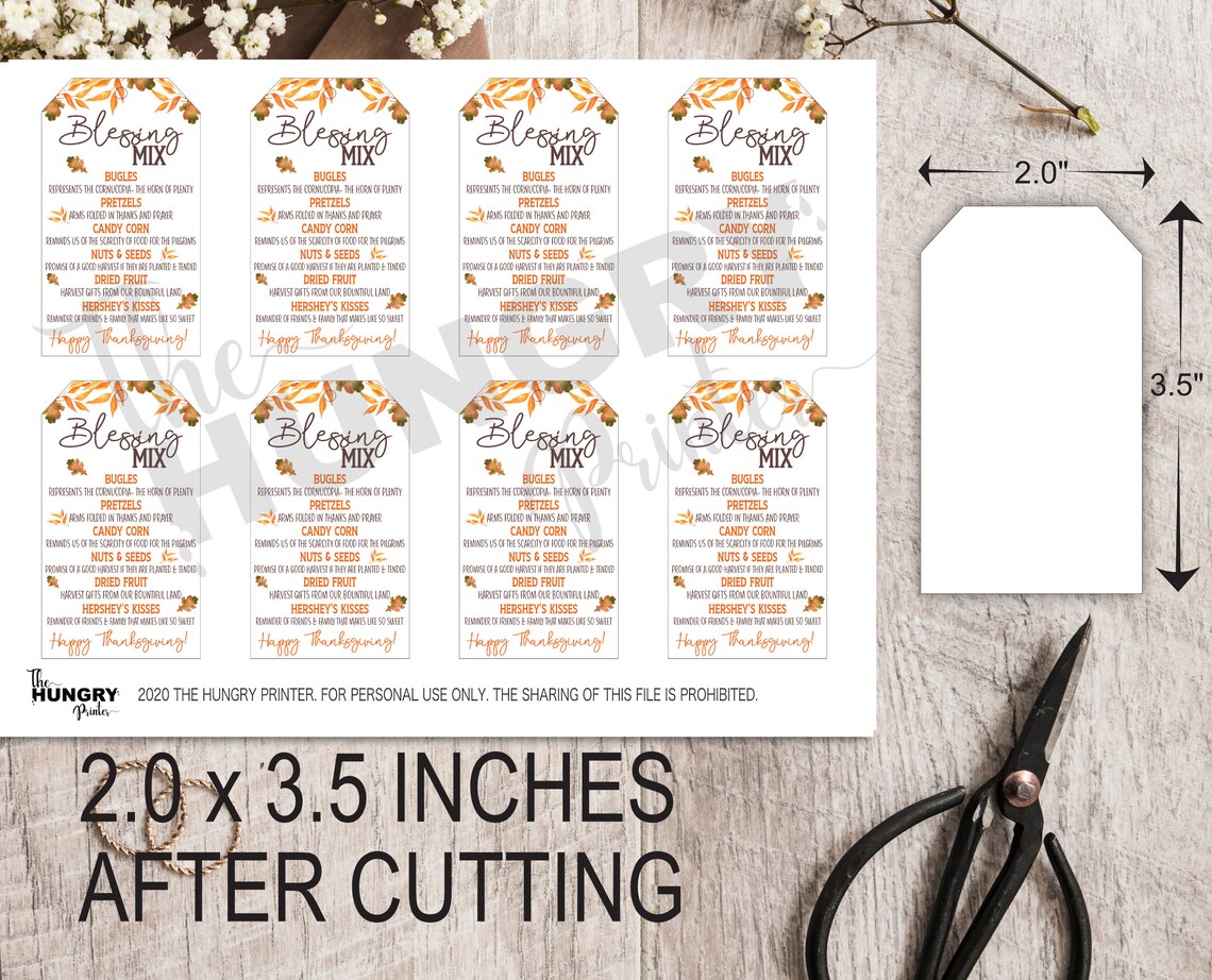 Printable Thanksgiving Gift Tag Blessing Mix Label - Etsy