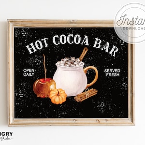 Printable Hot Cocoa Sign, Printable Hot Cocoa Bar, Hot Cocoa Sign, Halloween Hot Cocoa, Hot Cocoa Bar Sign, Wedding Bar Sign, Fall Hot Cocoa