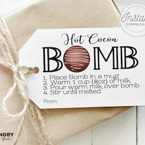 Hot Cocoa Bomb Tags,Hot Chocolate Bomb Tag Printable, Printable Hot Cocoa Bomb Tags, Hot Chocolate Bomb Instructions, Hot Cocoa Bomb Label