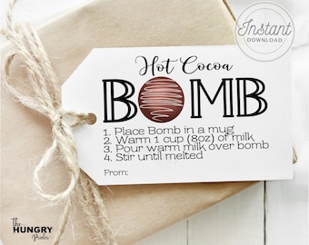 Hot Cocoa Bomb Tags,Hot Chocolate Bomb Tag Printable, Printable Hot Cocoa Bomb Tags, Hot Chocolate Bomb Instructions, Hot Cocoa Bomb Label