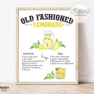 Limonaderecept, limonadebord, ouderwetse limonade, citroenbord, receptafdruk, zomerrecepten, bord limonadestandaard, limonadefeestje, limonadefeestje