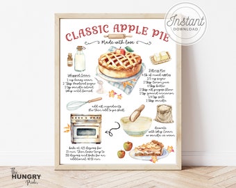 Apple Pie Recipe Print, Kitchen Wall Art (Digital Download)